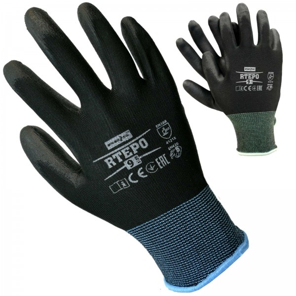 Handschuhe Flex Polyurethan Größe S Schwarz 1 Paar à 2 Handschuh 