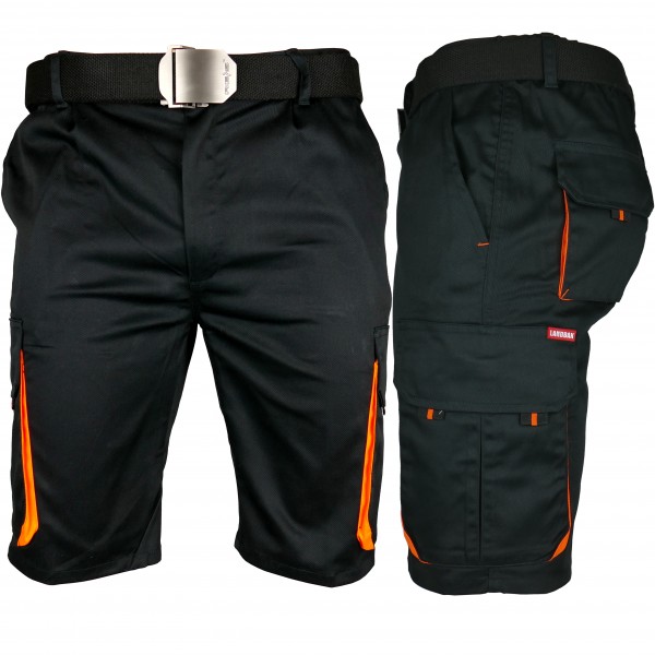 Arbeitshose - Landbax - Stretch - Shorts - Schwarz/Orange
