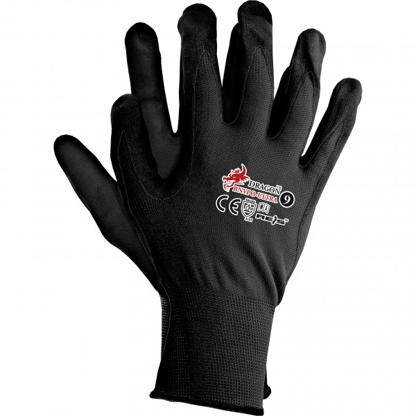 Gr.8-11 Montagehandschuhe schwarz 24 Paar PU-Handschuhe Arbeitshandschuhe 